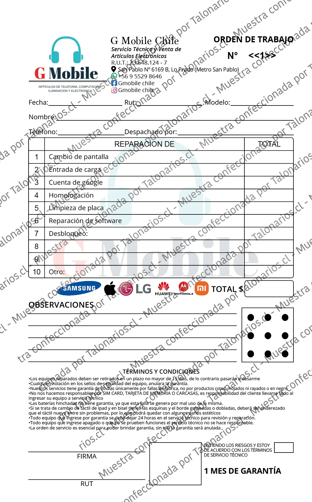 Muestra de celulares en tamaño Media carta