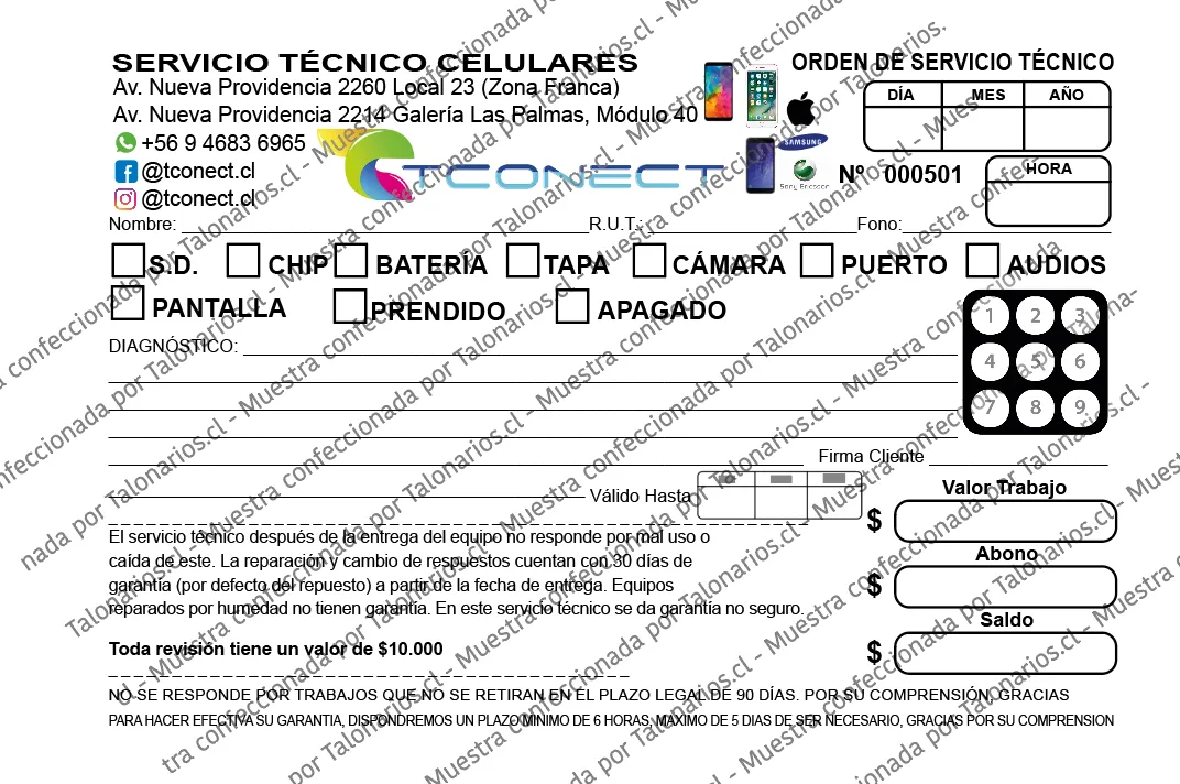 Muestra de celulares en tamaño Media carta
