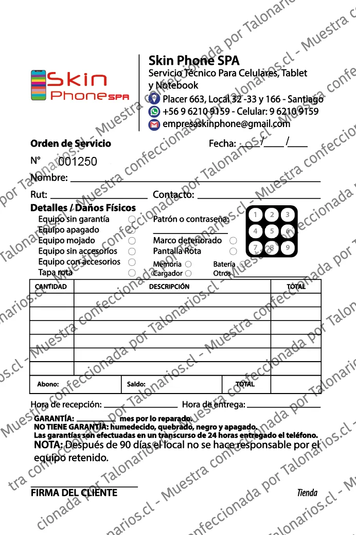 Muestra de celulares en tamaño Media carta