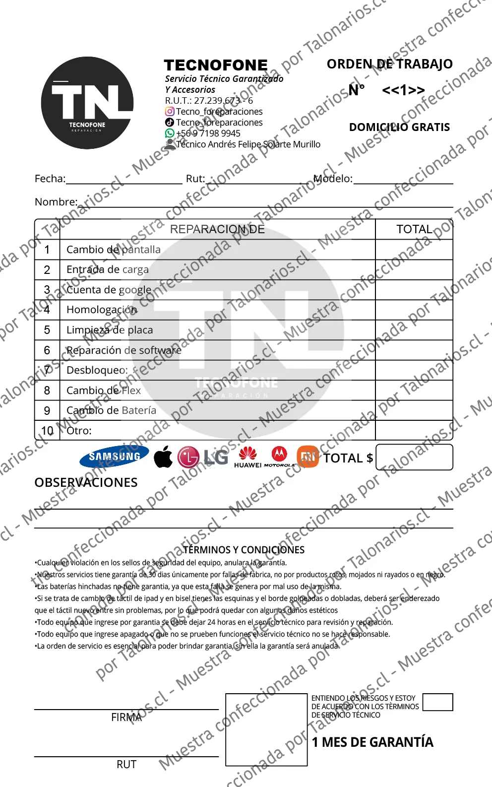 Muestra de celulares en tamaño Media carta