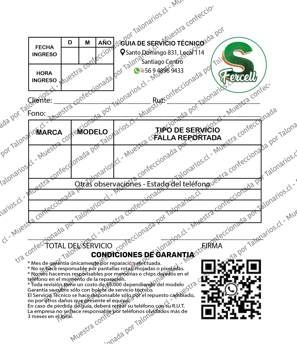 Muestra de celulares en tamaño Cuarto carta