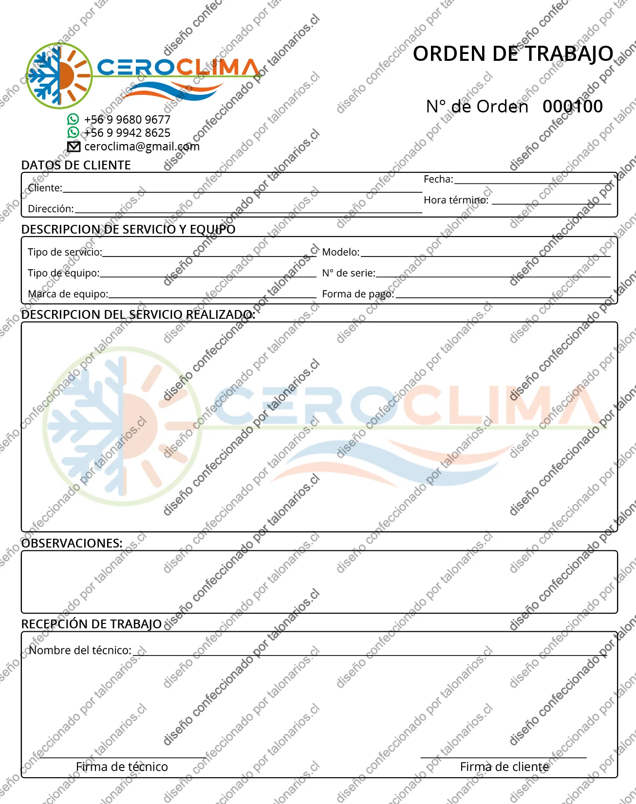 Muestra de climatizacion en tamaño Carta