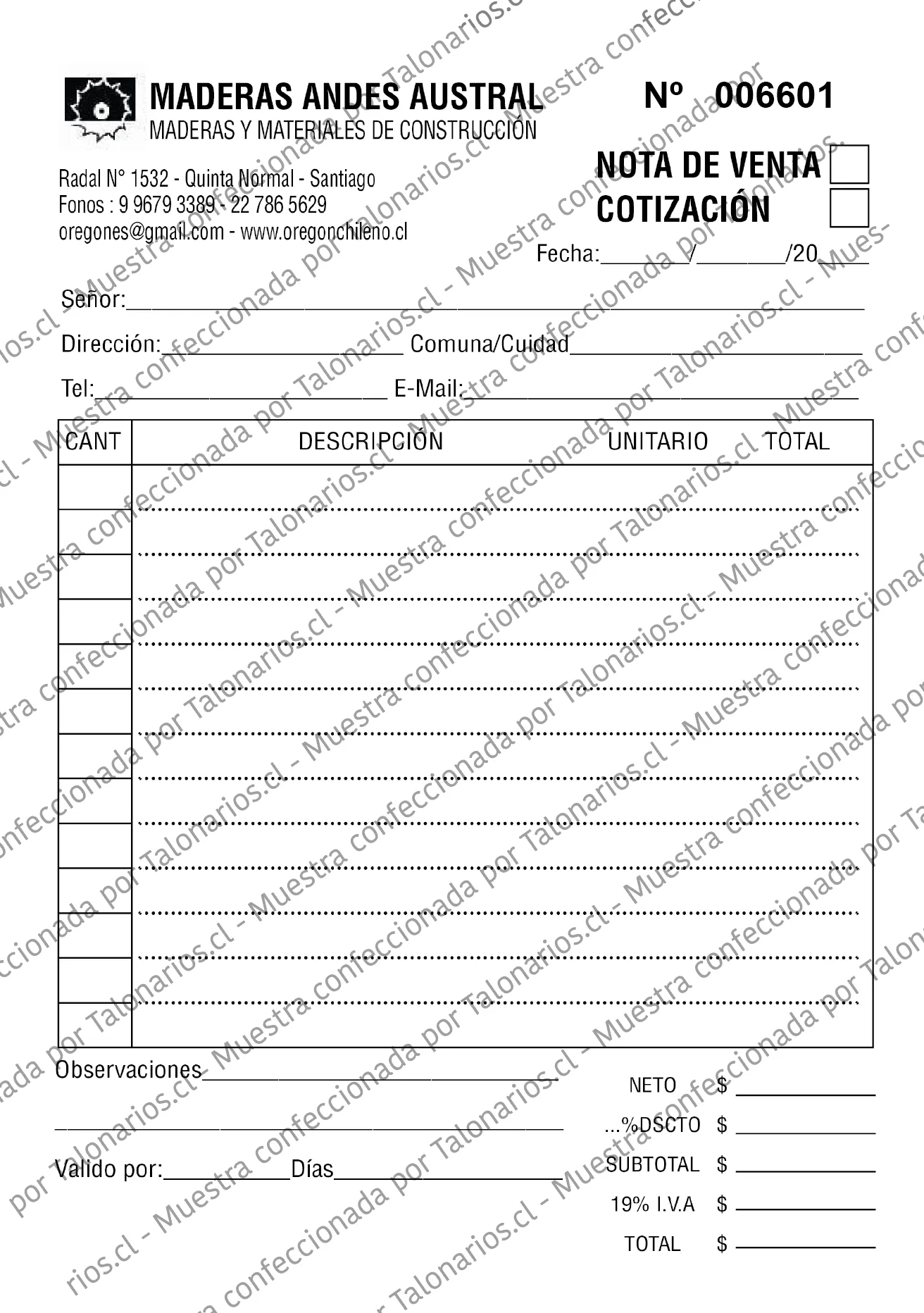 Muestra de comprobantes en tamaño Medio oficio