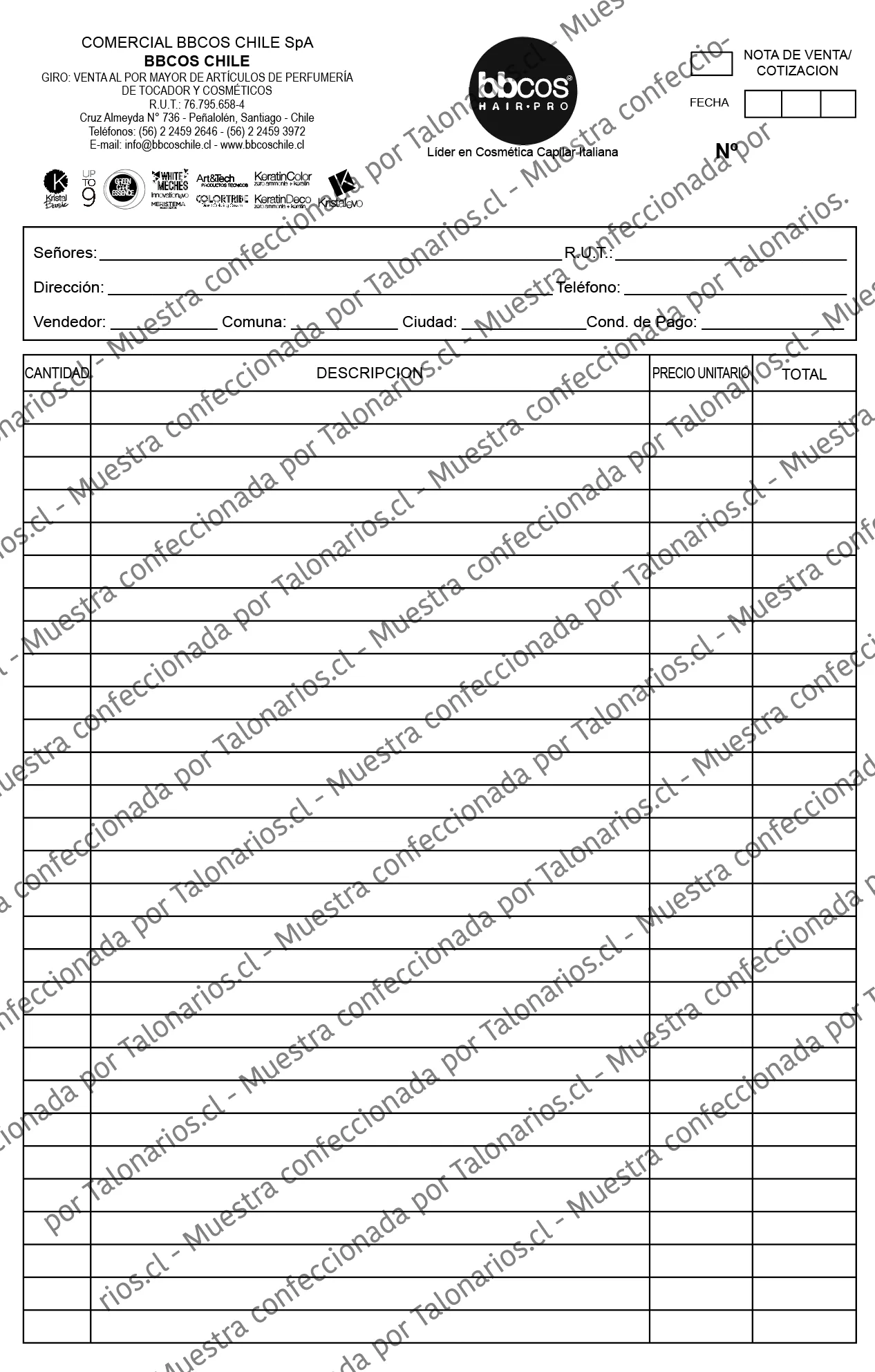 Muestra de comprobantes en tamaño Media carta