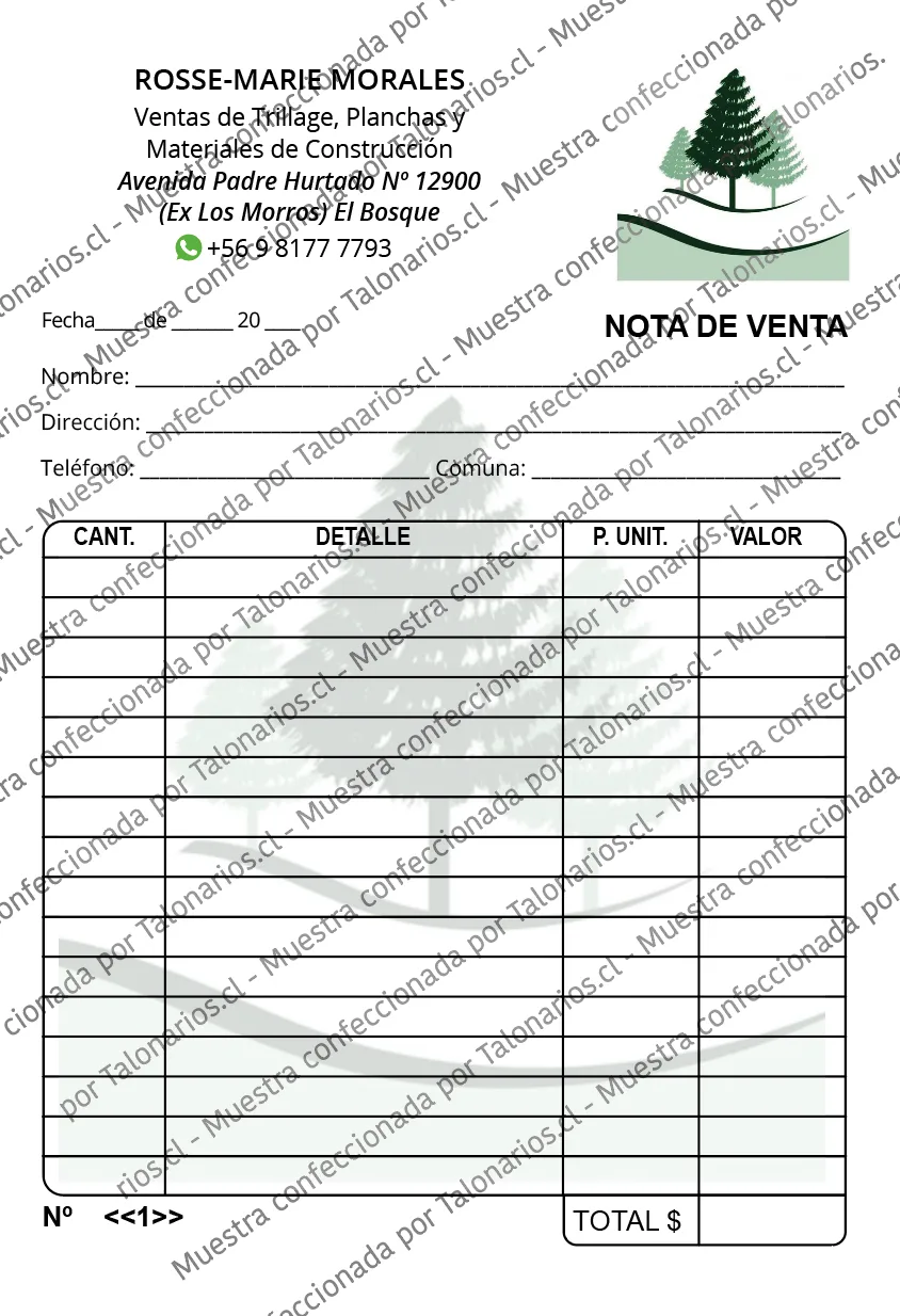 Muestra de comprobantes en tamaño Media carta