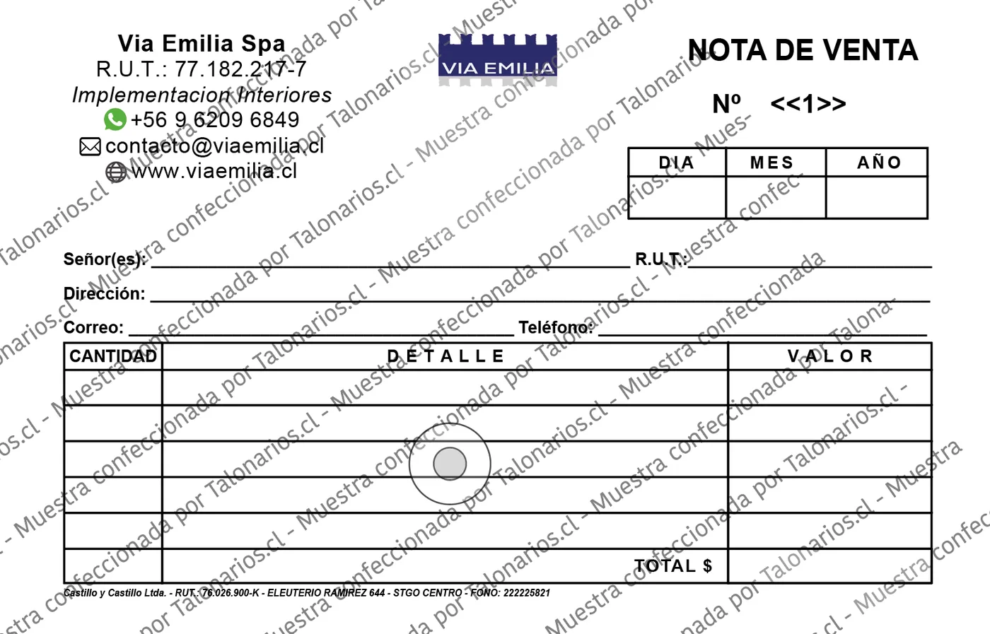 Muestra de comprobantes en tamaño Media carta