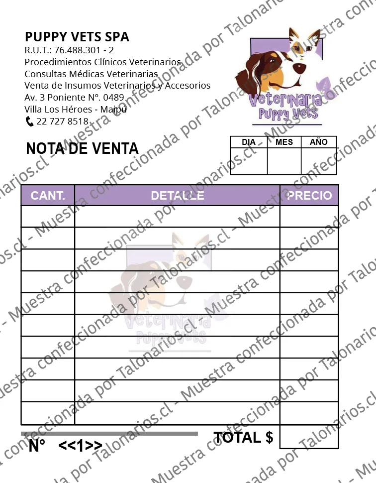 Muestra de comprobantes en tamaño Cuarto carta