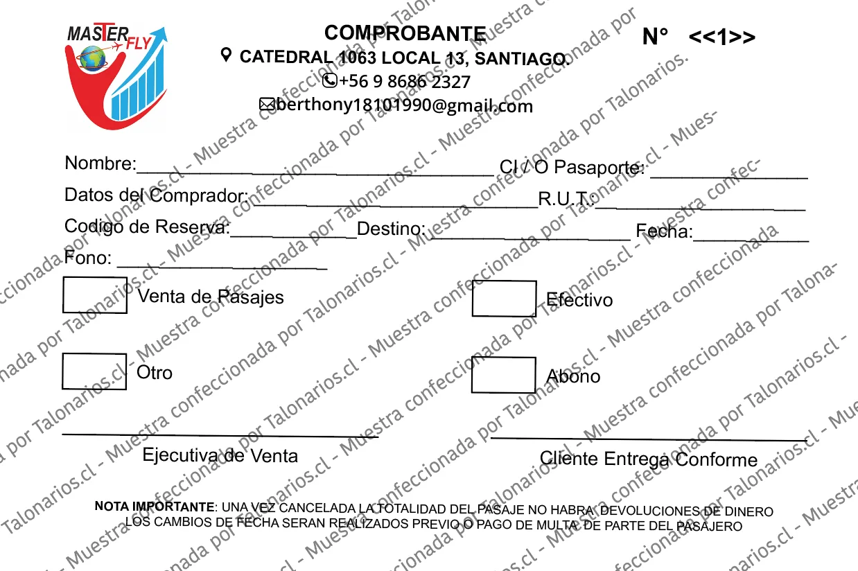 Muestra de comprobantes en tamaño Media carta