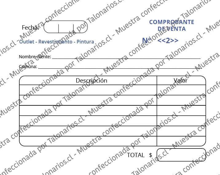 Muestra de comprobantes en tamaño Cuarto carta