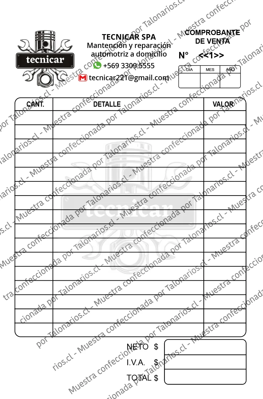 Muestra de comprobantes en tamaño Medio oficio