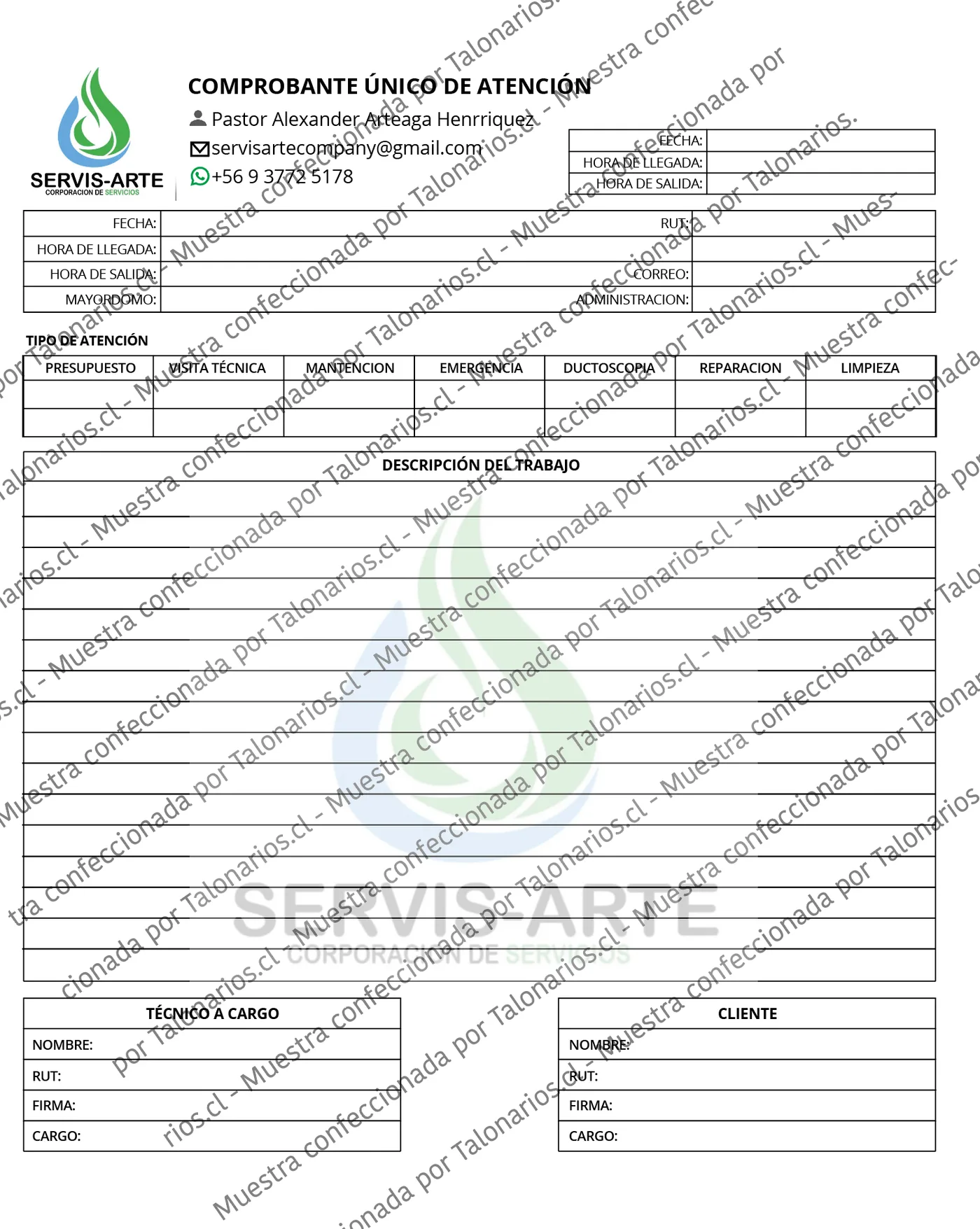 Muestra de comprobantes en tamaño Oficio