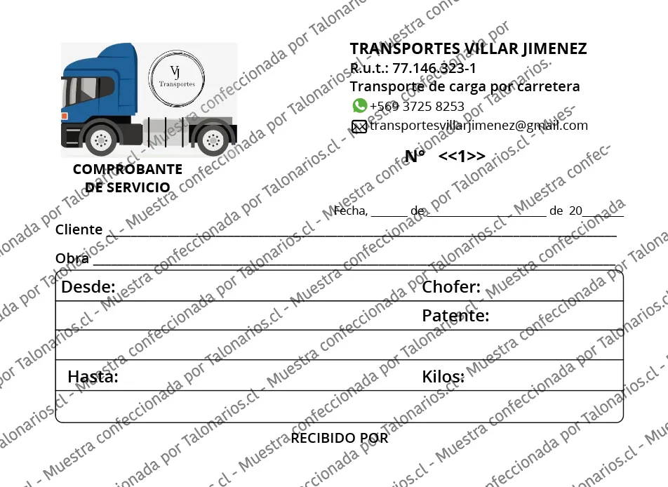 Muestra de comprobantes en tamaño Cuarto carta