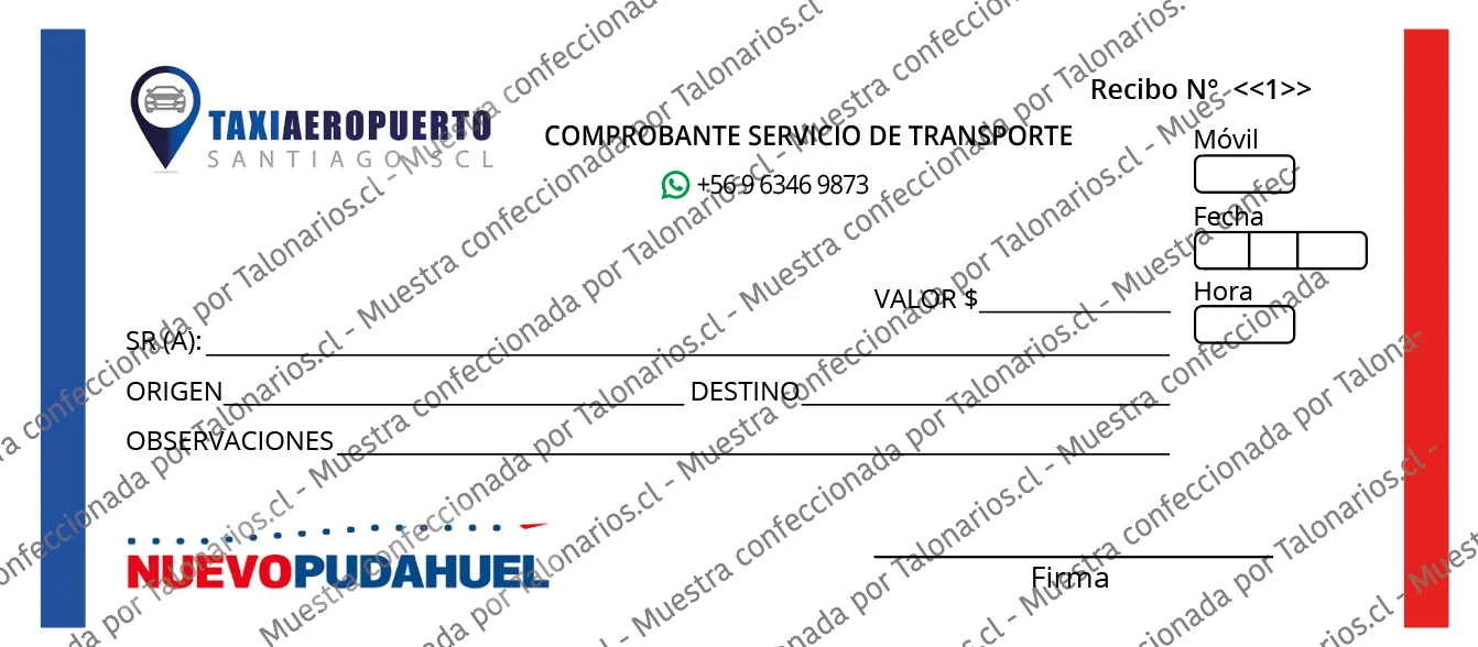 Muestra de comprobantes en tamaño Cuarto carta