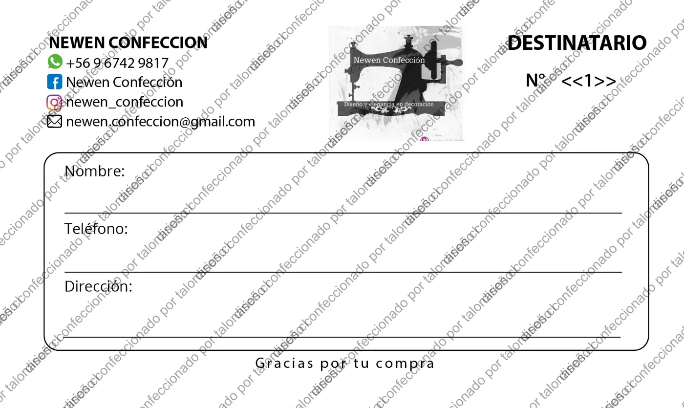 Muestra de confecciones en tamaño Media carta