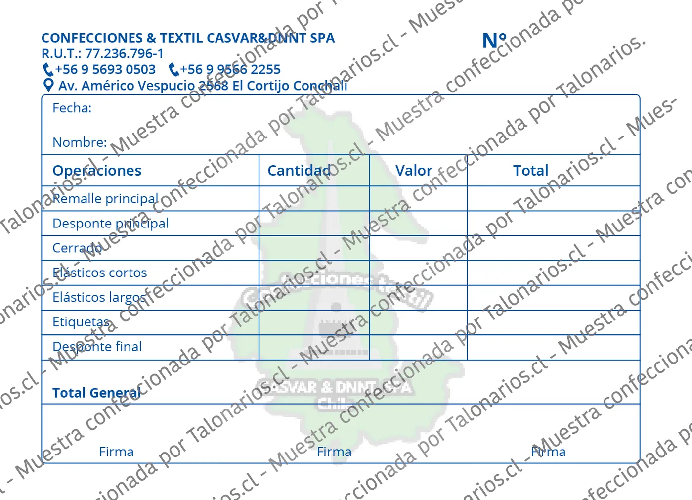 Muestra de costura en tamaño Media carta