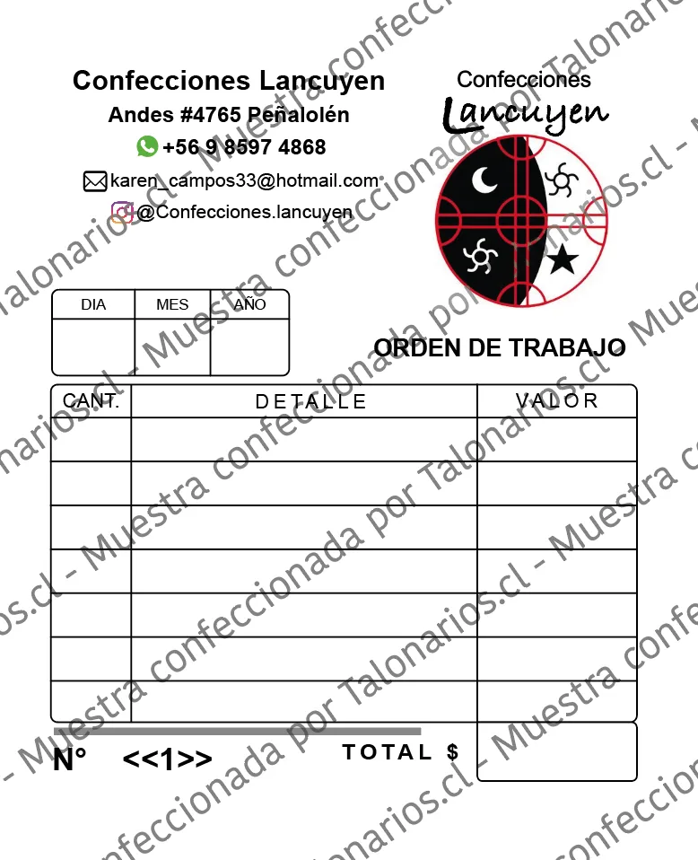 Muestra de costura en tamaño Media carta