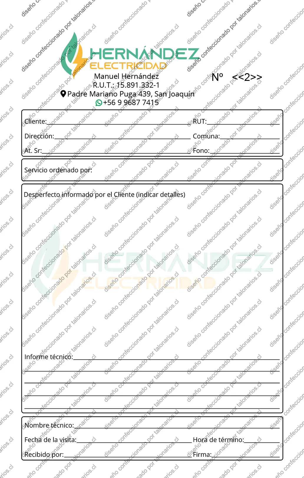 Muestra de electricidad en tamaño Media carta