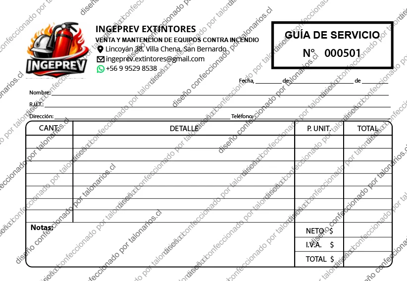 Talonario de extintores — muestra 4