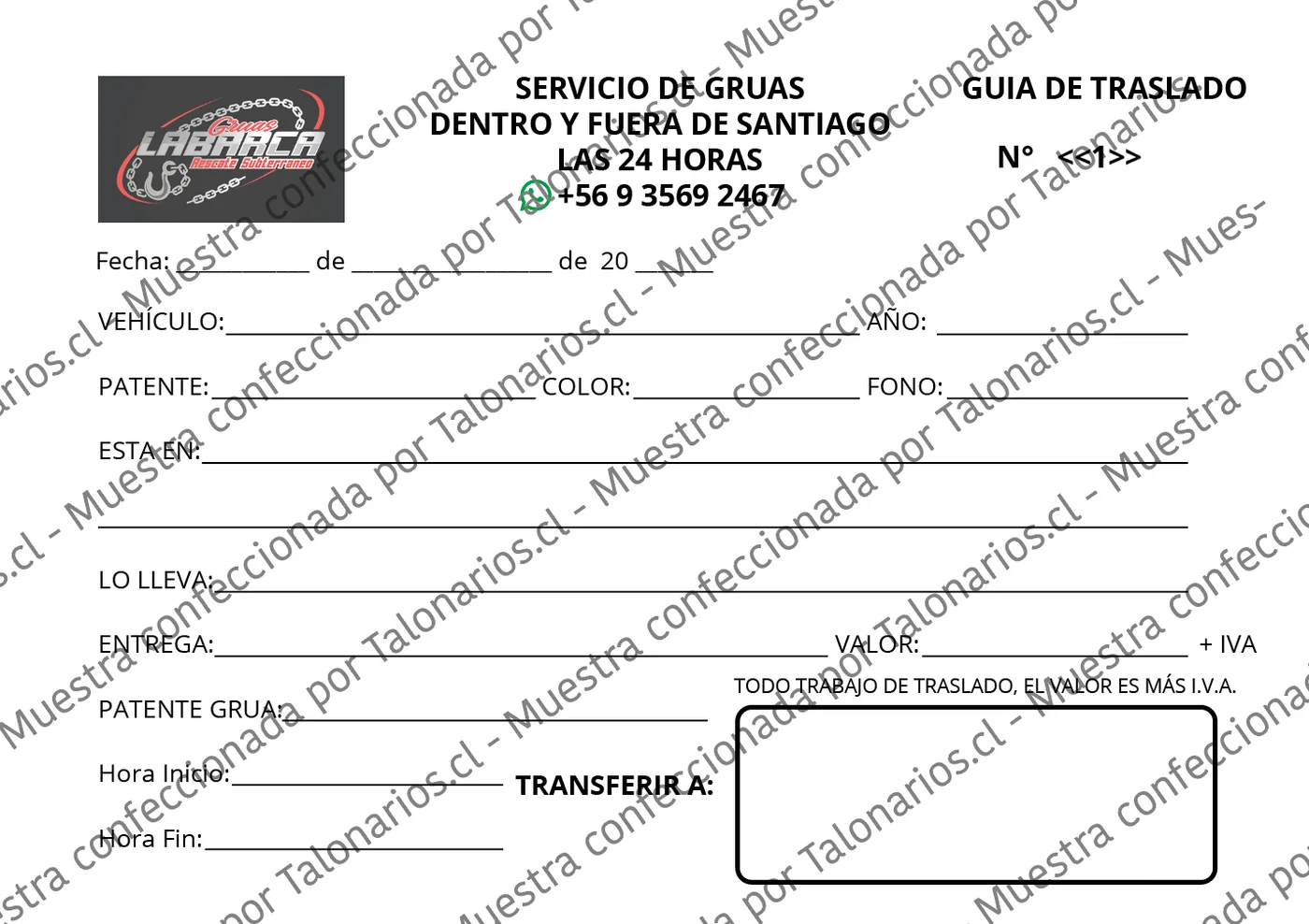 Muestra de gruas en tamaño Media carta