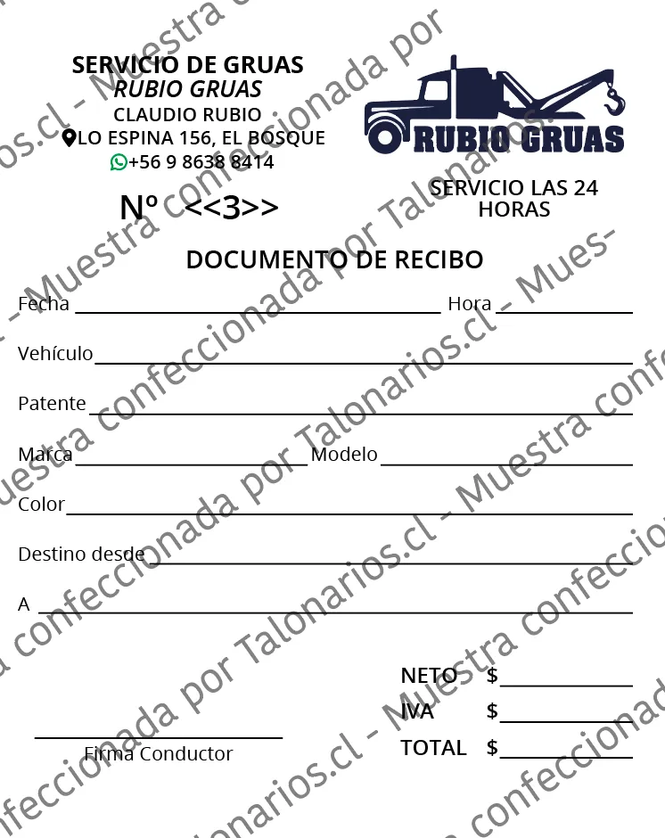 Muestra de gruas en tamaño Media carta