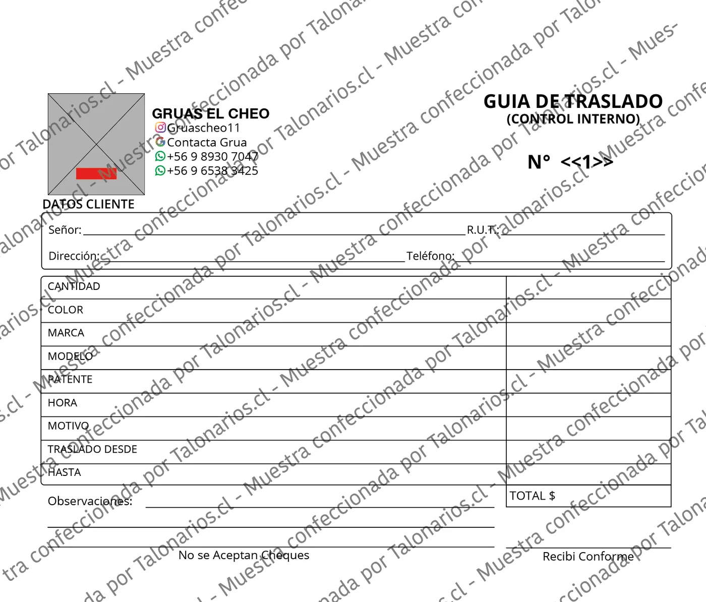 Muestra de gruas en tamaño Medio oficio