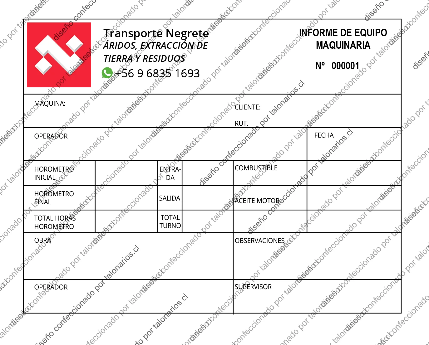 Muestra de maquinaria en tamaño Medio oficio