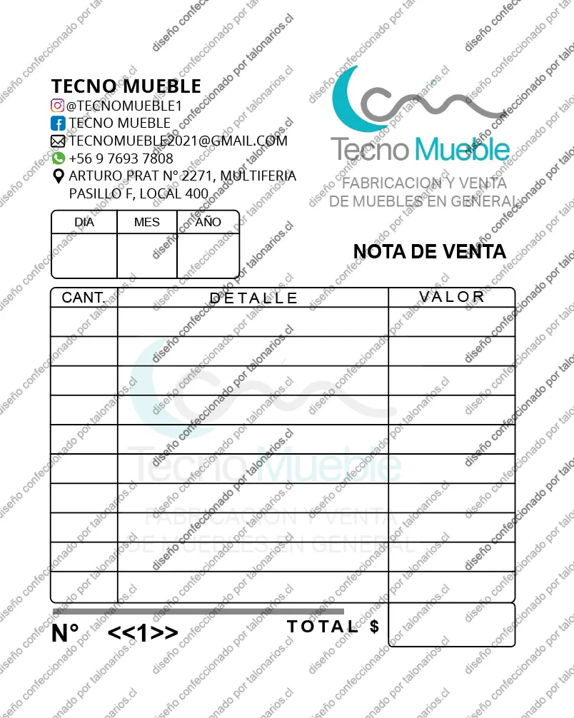 Muestra de muebles en tamaño Cuarto carta