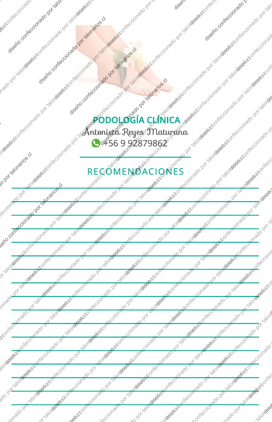 Muestra de podologia en tamaño Oficio