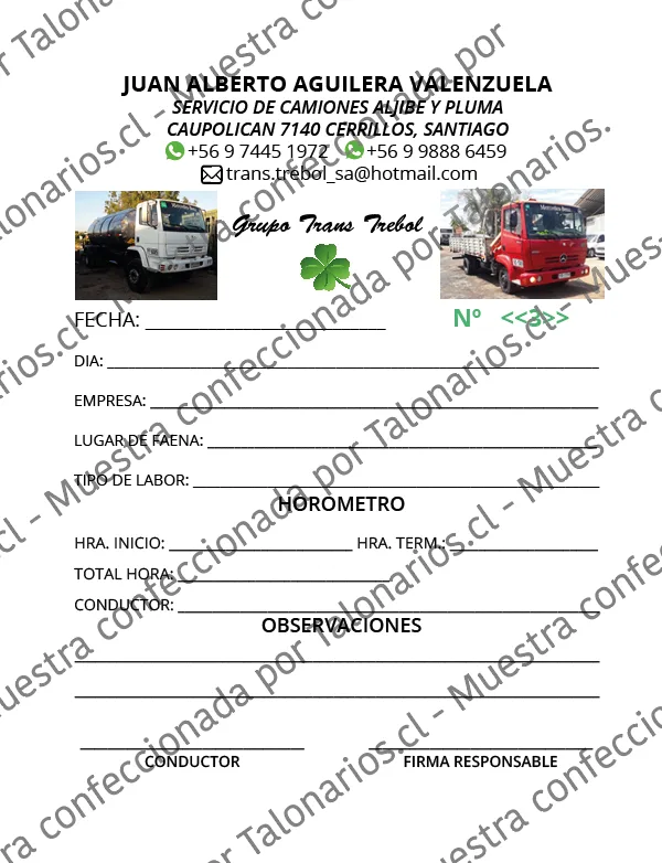 Muestra de reports en tamaño Media carta