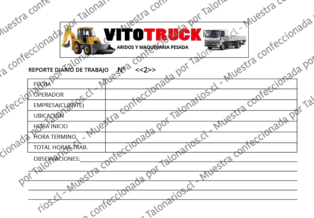 Muestra de reports en tamaño Media carta