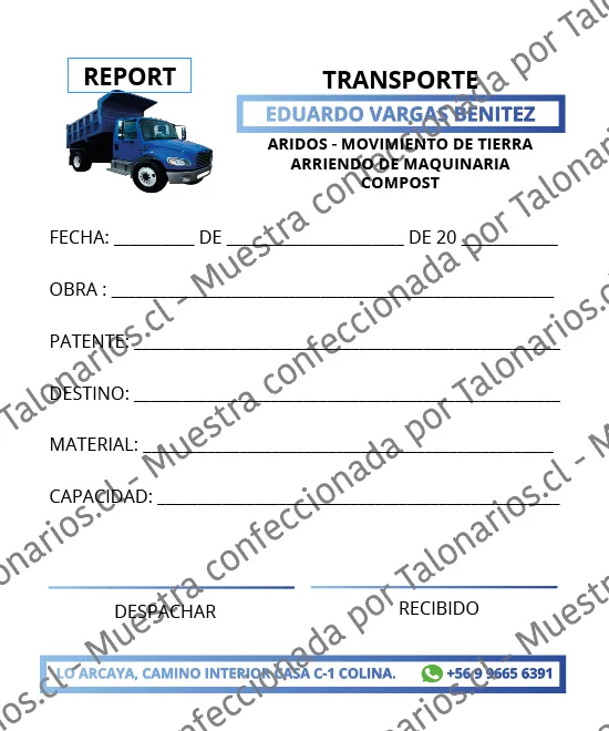 Muestra de reports en tamaño Media carta