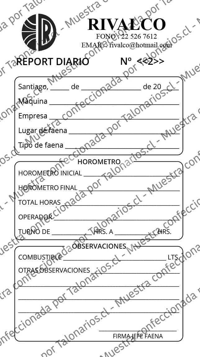 Muestra de reports en tamaño Media carta