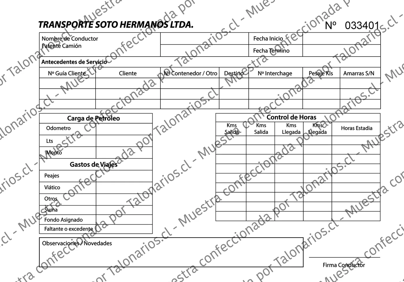 Muestra de reports en tamaño Carta