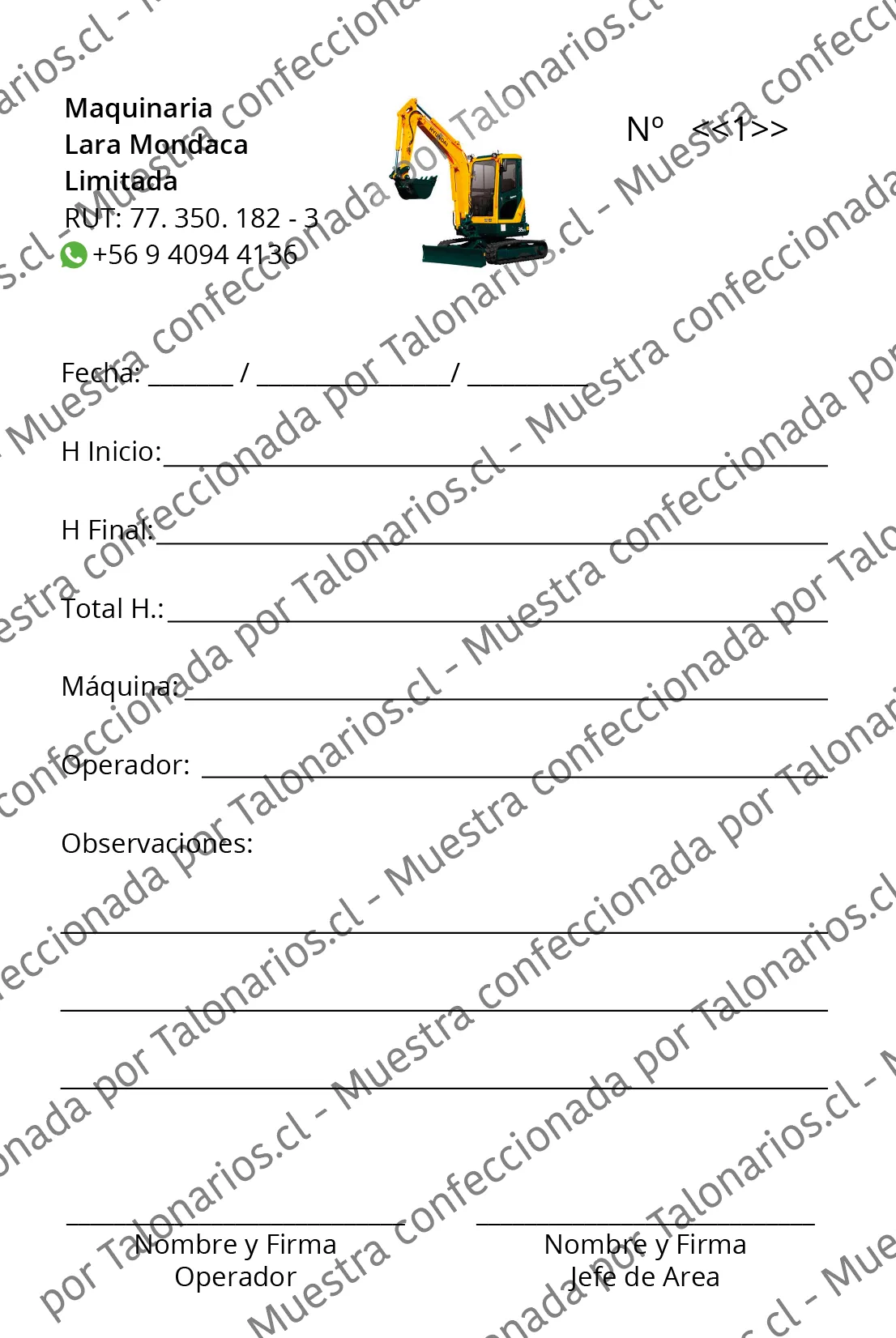 Muestra de reports en tamaño Media carta
