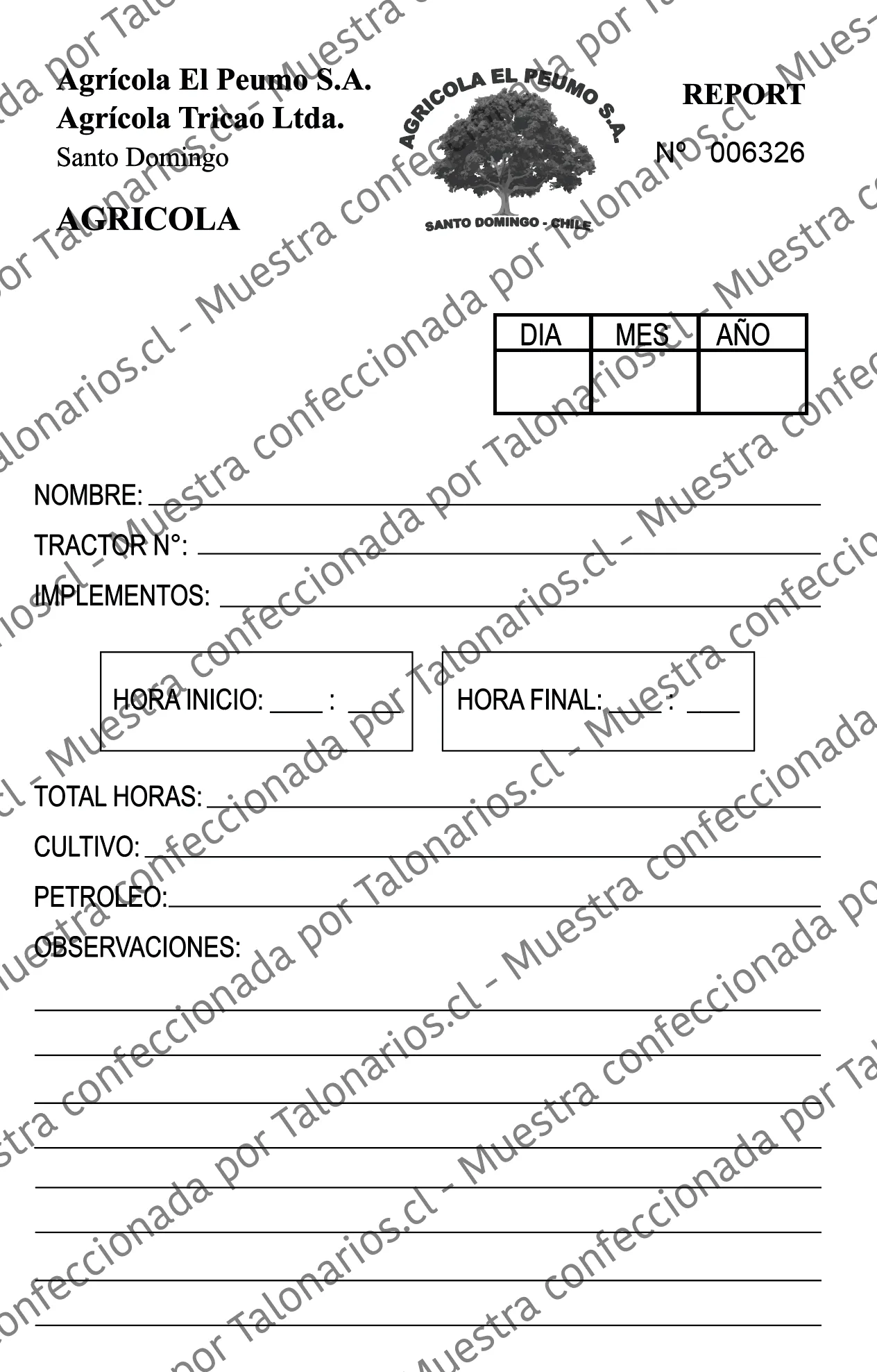 Muestra de reports en tamaño Medio oficio