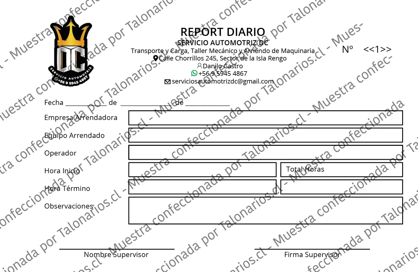 Muestra de reports en tamaño Cuarto carta
