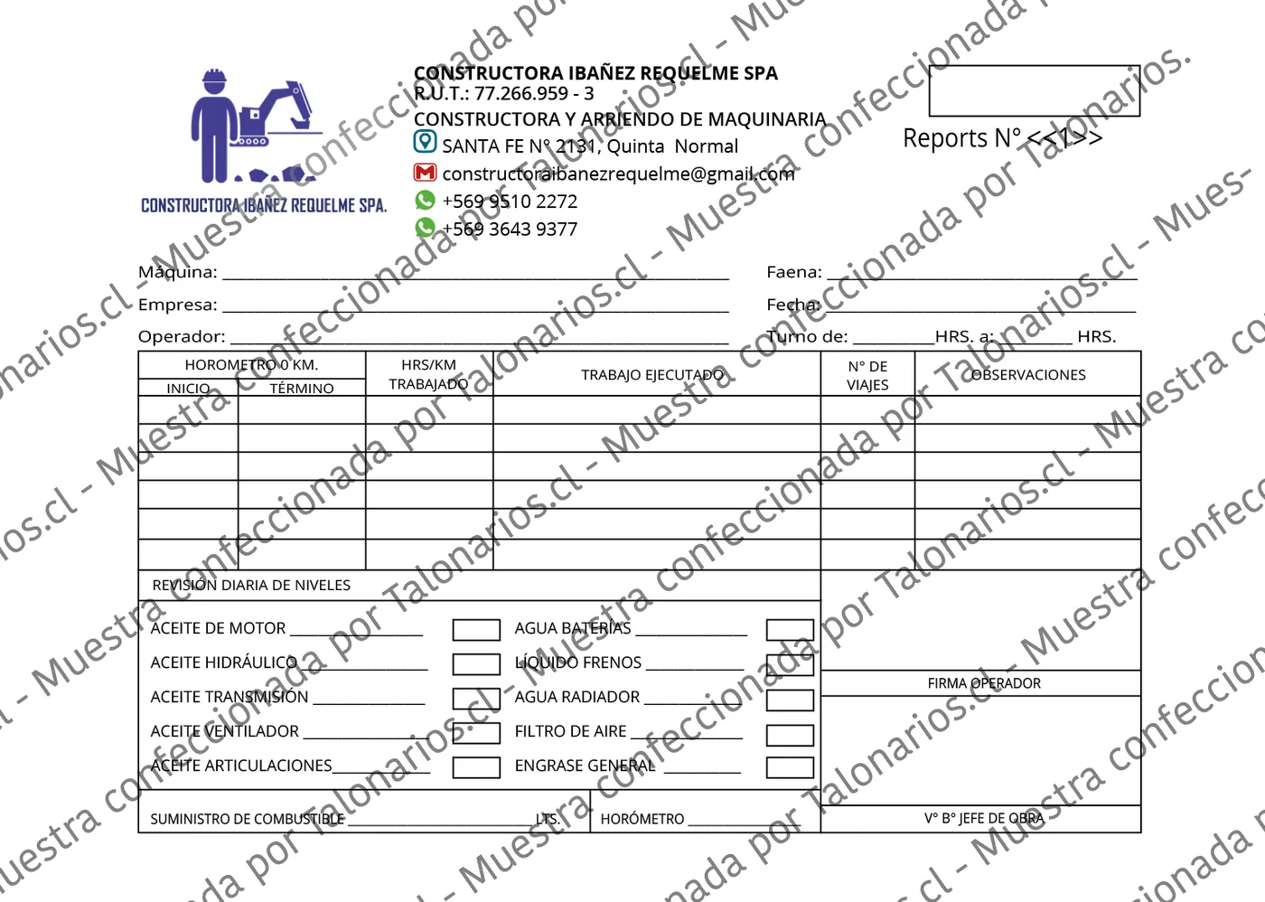 Muestra de reports en tamaño Carta