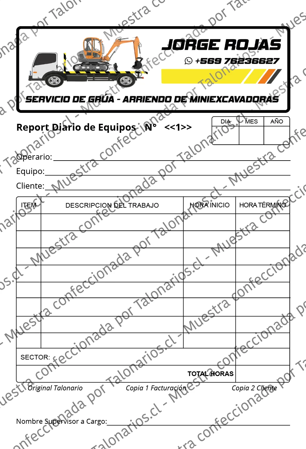 Muestra de reports en tamaño Medio oficio