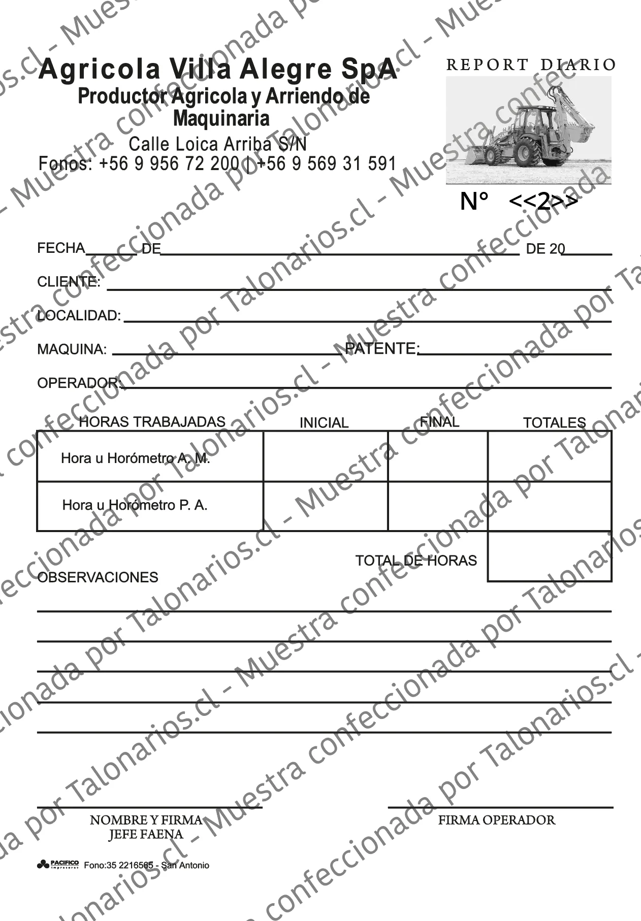 Muestra de reports en tamaño Cuarto carta