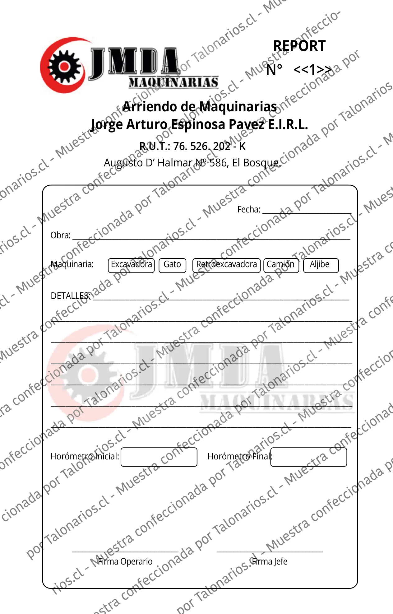 Muestra de reports en tamaño Media carta