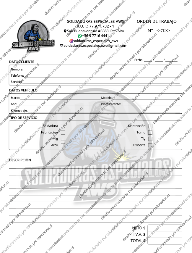Talonario de soldadura — muestra 3